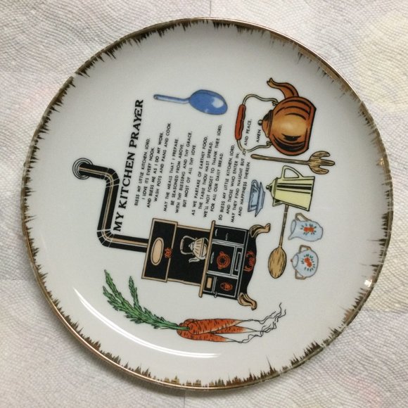 Vintage My Kitchen Prayer Ceramic Plate made in Japan kitchen wall decor 10" - Picture 2 of 6